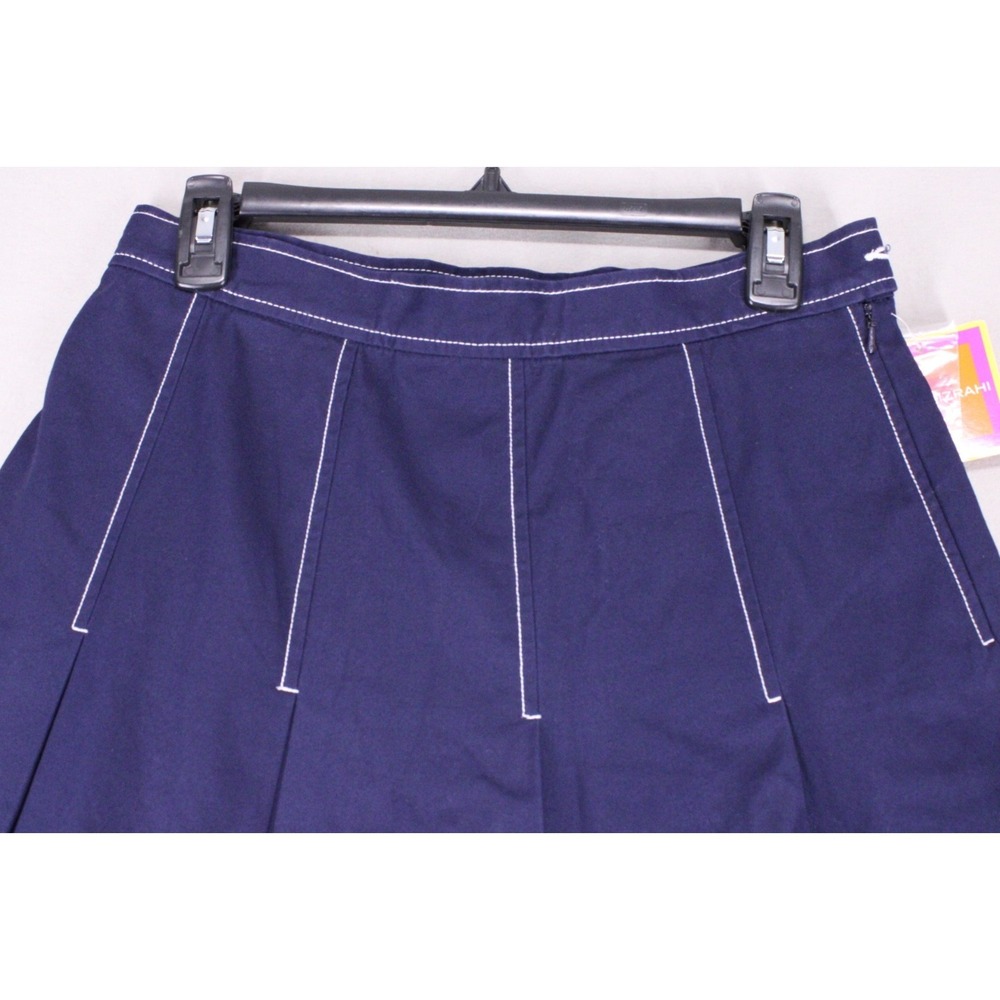 Isaac Mizrahi Women's Knee Length PleatedSkirt Size 10 Navy Side Zip NWT - Picture 2 of 12